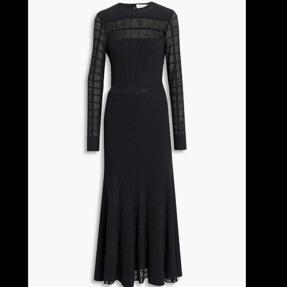 Alexander McQueen Black Long-Sleeve Knit Midi Dress